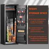 INTERGREAT【2024 NEW 10-12 Rifle Gun Safe for Home Rifle and Pistols, Gun Cabinets for Rifles and Shotguns with Flag Design, Long Gun Cabinet with Multifunction Lock, 3 Adjustable Shelves,Pockets INTERGREAT