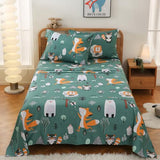 JSD Green Forest Animals Kids Sheet Set Twin Size, 3 Piece Woodland Printed Microfiber Bed Sheets Deep Pocket JSD