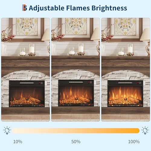 IDEALHOUSE Fireplace TV Stand for 65 Inch TVs, Farmhouse Tall Wood Entertainment Center with Electric Fireplace & Mantel, Adjustable 3D Flame, Remote Control, Walnut Finish for Living Room, Walnut IDEALHOUSE