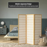 Red Lantern 5 ft. Tall Window Pane Shoji Screen - Natural - 3 Panels Red Lantern
