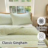 Sage Green Gingham Twin Quilt Set, Soft Pre-washed Microfiber Green Plaid Twin Bedspread, Lightweight Checked Summer Quilt, Grid Bedding Coverlets for All Seasons (Includes 1 Quilt, 1 Pillow Sham) NSNLGSGC