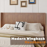 MoproBeti Lift Up Storage Bed King, Mid Century Hydraulic Lift King Storage Bed with Raised Wingback Headboard, Space Saving Storage, Heavy Duty Steel & Wood Slats,No Box Spring Needed,Natural MoproBeti