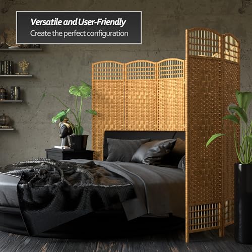 Red Lantern 5 1/2 ft. Tall Fiber Weave Light Beige-3 Panel Room Divider Red Lantern