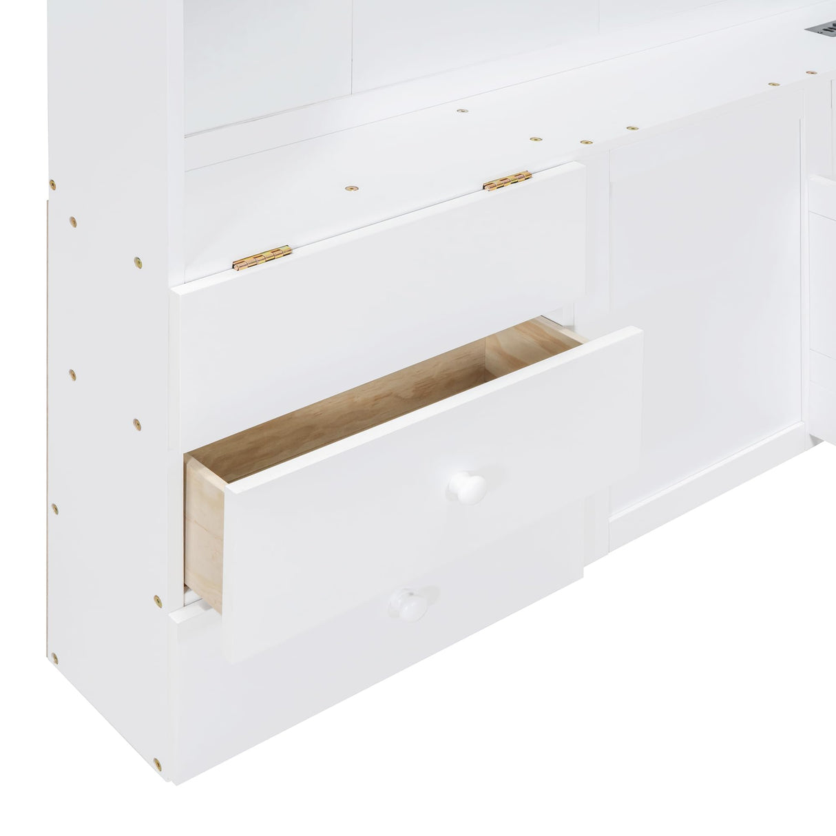 Harper & Bright Designs White Twin Montessori Floor Bed with House-Style Headboard, Storage Drawers, Shelves, and USB Ports Harper & Bright Designs