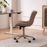 YOUTASTE All Khaki Office Chair, Modern Armless Desk Chair with Back, Adjustable Swivel Rolling Faux Leather Task Chair with Wheels Metal Base for Home Office, Study, or Vanity YOUTASTE