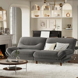 Homall Futon Sofa Bed, Modern Loveseat Futon Couch with Adjustable Backrest and Armrests, Sleeper Sofa Bed with Wood Frame for Living Room, Office, Apartment (Corduroy, Dove Gray) Homall
