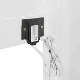 Virubi Queen Horizontal Fluted Murphy Bed with LED Lights,Wood Folding Hideaway Murphy Chest Bed for Adult Guest Room Living Room Bedroom (White) Virubi