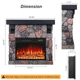 BOSSIN 36" Electric Fireplace with Mantel, 23 inch Electric Fireplace Insert, TV Stand Freestanding Heater with Remote Control Timer LED Flame for Living Room Bedroom,Faux Stone Gray BOSSIN