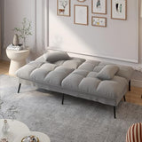 COMHOMA Convertible Futon Sofa Bed, 72″Fabric Futons Couch with Adjustable Backrest, Folding Sleeper Recliner for Living Room Furniture (Grey) COMHOMA