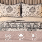 BEITE FIBER Nordic Style King Size Quilt Comforter Bedding Set -3 Pieces Red Quilts (1 Quilt, 2 Pillow Shams) Bedding Set, All Season Lightweight Bedspreads Sleep Companion(Grey) BEITE FIBER
