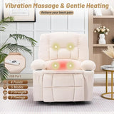 Rocker Recliner Chair with Massage and Heat, Nursery Rocking Chairs for Living Room, Recliner Chair for Adults, Ergonomic Comfy Relining Chair with Cup Holders, USB Charge Port, Side Pockets, Beige