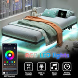 HAVONIZD Floating Bed Frame Twin with LED Lights and Charging Station - 8 inch Platform Bed Frame No Box Spring Needed, Easy Assembly HAVONIZD