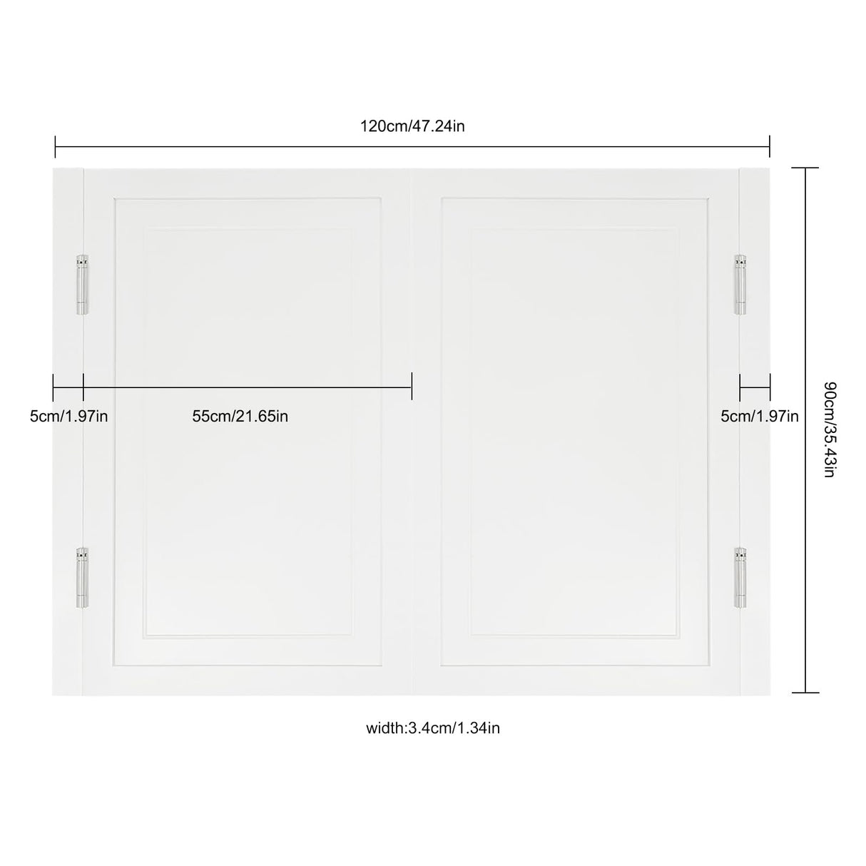 Swinging Doors Cafe Doors, Interior Solid Wood Swing Door with Metal Hinges, Cafe Saloon Doors, Bar Saloon Swinging Doors for Kitchen Stairs Bedroom Entrance Partition (White, 47.2" x35.43") Pinelicorn