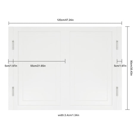 Swinging Doors Cafe Doors, Interior Solid Wood Swing Door with Metal Hinges, Cafe Saloon Doors, Bar Saloon Swinging Doors for Kitchen Stairs Bedroom Entrance Partition (White, 47.2" x35.43") Pinelicorn