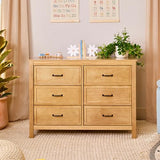 DaVinci Charlie 6-Drawer Baby Dresser - Wooden Double Chest of Drawers for Kids, Boys and Girls - Multi-Purpose Storage Dresser for Bedroom, Nursery, Living Room & Hallway, Easy to Assemble - Honey DaVinci