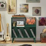 LELELINKY Large Record Player Stand, Turntable Stand with Storage, Vinyl Record Holder with Display Area, Record Player Table Holds Up to 300 Albums, Record Stand for Music Room Living Room LELELINKY