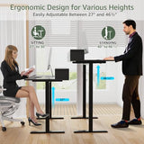 Our Modern Space 2-Tier Height Adjustable 45" Electric Standing Desk - Upgraded Ultra Durable Home Office Large Rectangular Computer Table or Laptop Sit Stand Workstation - Black Our Modern Space