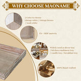 MAONAME Wood Decorative Tray, Farmhouse Wooden Tray for Coffee Table, Rustic Square Tray with Beads, Washed White Serving Tray for Living Room, Kitchen, 12" X 12" X 1.6" MAONAME