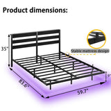Floating Queen Bed Frame with Headboard and Storage,Metal Platform Bed Frame Queen Size with Charging Port and LED Lights,No Box Spring Needed,Easy Assembly,Noise Free,Heavy Duty Black Bed Frame SOLACECASA