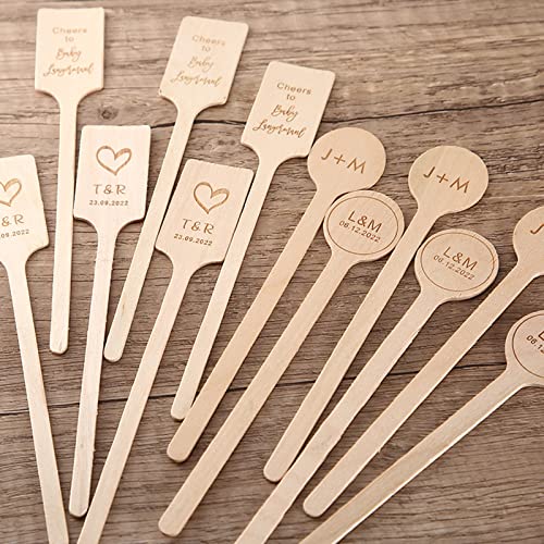 grr 100pcs Custom Wooden Stir Sticks for Wedding,Personalized Wooden Stir Sticks,Custom Engraved Coffee Stirrers,Wedding Decor (100 Pcs,15 CM) - WoodArtSupply