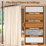 Room Divider for Room Separation,4-10ft(H) 28-140inch(W) Adjustable Temporary Privacy Wall Divider, Tension Curtain Rods No Drilling, Heavy Duty Partition Space Separator Freestanding,Black Daurore paw