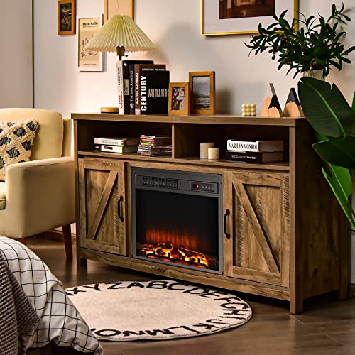 ARLIME 18 Inch Electric Fireplace Inserts, 1500W Freestanding & Recessed Fireplace w/Adjustable LED Flame, Remote Control, Timer, Built-in Thermostat, Overheating Protection ARLIME