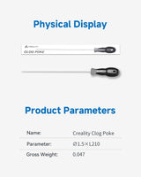 Creality Official Clog Poke, 0.4mm Needles Cleaner Perfect for Any 1.75mm 3D Printer Nozzle Cleaning Kit Stainless Steel with Soft Rubber Handle Creality