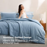 Bedsure Queen Comforter Set - 7 Pieces Grayish Blue Queen Bedding Set for All Seasons, Boho Contrasting Design Bed in a Bag with Comforter, Sheets, Pillowcases & Shams Bedsure
