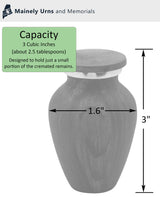 Personalized Oak Wood Finish Keepsake Cremation Urn for Ashes - Aluminum Urn with Painted Oak Wood Finish - 3 Cubic Inch Capacity [2.5 tablespoons of Mainely Urns