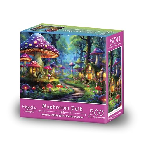 Majestic Value Brand 500 Piece Adult Puzzle of a Mystical Mushroom Fantasy Village Springbok