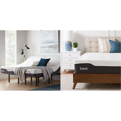 LUCID L150 Adjustable Bed Base 12 Inch Twin XL Hybrid Mattress