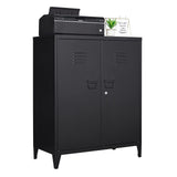 LISSIMO Metal Storage Cabinet,Home Office Cabinet with Doors and Adjustable Shelves,Locking Cabinet with Adjustabl Leg Levelers Assembly Required(Black) LISSIMO