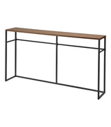 Yamazaki Home Long Console Entryway or Hallways, Narrow Behnd Sofa Table with Wooden Top | Steel, One Size, Black YAMAZAKI