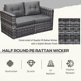 Outsunny 2 Piece Patio Wicker Corner Sofa Set, Outdoor PE Rattan Furniture, with Curved Armrests and Padded Cushions for Balcony, Garden, or Lawn, Lawn, Grey Outsunny