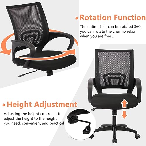 PayLessHere Home Office Chair Desk Computer Chair Adjustable Ergonomic Lumbar Support Armrest Executive with High Density Mesh 360 Degree Swivel Chair for Men Women Adults, Black PayLessHere