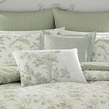Laura Ashley Home - King Duvet Cover Set, Reversible Cotton Bedding, Includes Matching Shams with Bonus Euro Shams & Throw Pillows (Natalie Green, King) Laura Ashley