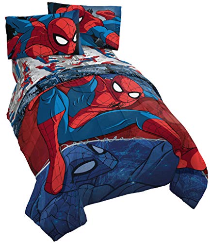 Jay Franco Marvel Spiderman Burst 5 Piece Full Bed Set - Includes Reversible Comforter & Sheet Set - Bedding - Super Soft Fade Resistant Microfiber (Official Marvel Product) Jay Franco