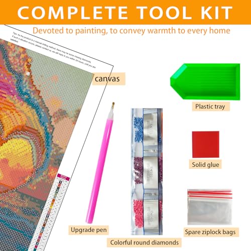 USZDL Sunset Landscape Diamond Art Kits for Adults,Wave Heart 5D Diamond Painting Kits for Beginners,Diamond Dots Round Full Drill Paint with Diamonds Pictures DIY Gem Art Painting Craft Kits 12x16in USZDL
