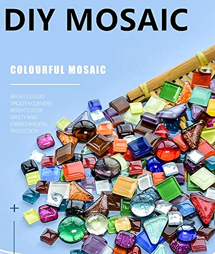 BTMIEY 500g Glue Down Irregular Tiny Mosaic Tile Hobbies Children Handmade Crystal Craft for Bathroom Kitchen Home Decoration DIY Art Projects,0.4X0.4 Inch(Mixed Color Series) BTMIEY