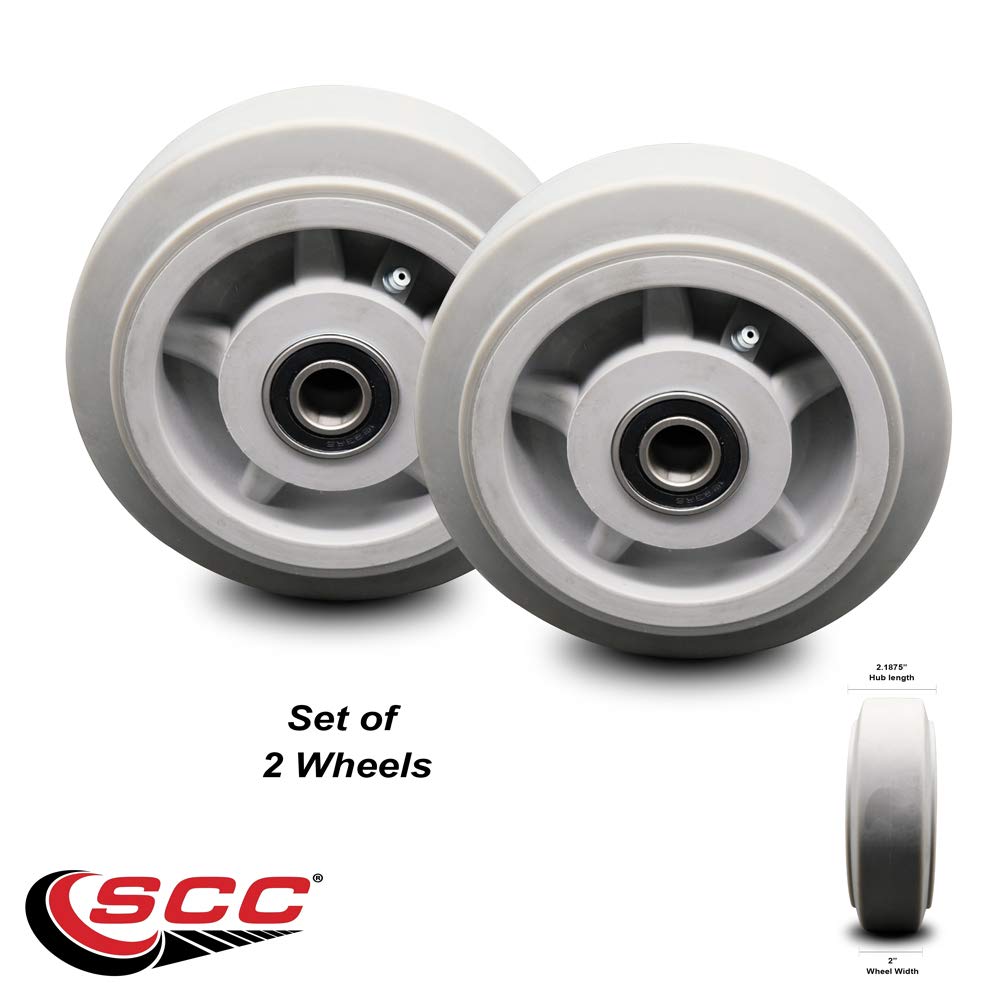 Service Caster - 6 x 2 In Replacement Wheels Only for Haul Master Appliance Dolly Hand Truck 9913304-Thermoplastic Rubber Flat Tread Wheels with 5/8 In Ball Bearings-500 lbs. Capacity per Wheel-Set 2 Service Caster