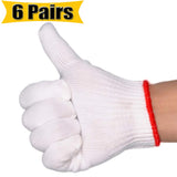 NRDBEEEC Hand Working Gloves Safety Grip Protection Work Gloves Men Women BBQ Thick Cotton (Pack of 6 Pairs) NRDBEEEC