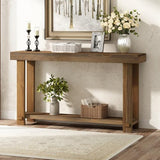 HOKYHOKY Solid Wood Console Table for Entryway, 54.3" Farmhouse Entryway Tables with Thickened Tabletop and Legs Rustic Narrow Skinny Behind Couch Long Sofa Table for Living Room, Hallway, Foyer HOKYHOKY