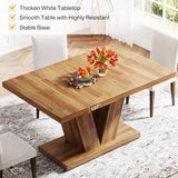 Tribesigns 47-Inch Dining Table for 4, Walnut Brown Kitchen Dinner Table with Heavy Duty Pedestal, Farmhouse Wooden Eating Table for Home, Dining Room, Small Space Tribesigns