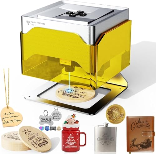 Twotrees TS1 Mini 3W Laser Engraver, Fully Enclosed Safe Design 80x80mm, 1kg Ultra-Portable Bluetooth APP Control for DIY Small Gifts Family Classroom Twotrees