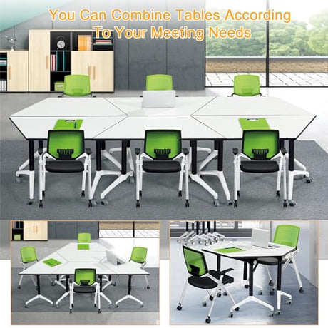 Conference Table, Mobile Training Table with Silent Wheels, Modern Flip Top Foldable Conference Room Table,Rolling Meeting Tables,Seminar Conference Tables for Office, Meeting Room (6pack) VORDERRY