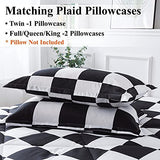 Andency Checkered Comforter Twin(66x90Inch), Black White Plaid Gingham Bed Set for Teen Boys Kids, Lightweight Microfiber Geometric Preppy Bedding, 2 Pieces Andency