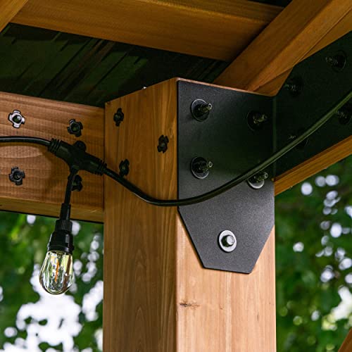 Backyard Discovery Norwood 12 ft. x 10 ft. Cedar Wood Gazebo Pavilion,Thermal Insulated Hard Top Steel Roof, Durable, Supports Snow Loads and Wind Speed, Rot Resistant, Backyard, Deck, Garden, Patio Backyard Discovery