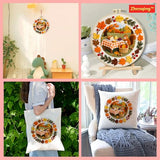 Zhenqing Autumn Picnic Squirrel Embroidery Kit for Beginners - Complete Set with Pre-Printed 29x29cm Cotton Fabric, Hoop, Threads & Tools(C0141)