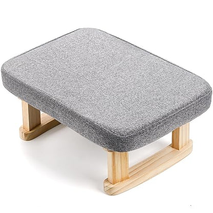 Lawei Small Footstool Ottoman, Rectangle Fabric Foot Stool Rest with Wooden Legs and Non-Slip Soft Padding, Modern Footstools Step for Couch, Desk, Office, Living Room, Bedroom, Entryway, Dogs, Gray