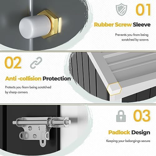 Furniwell Outdoor Storage Shed, Metal Garden Sheds Outdoor Storage House with Single Lockable Door for Backyard Patio Lawn (Gray, 5 x 3 FT) Furniwell